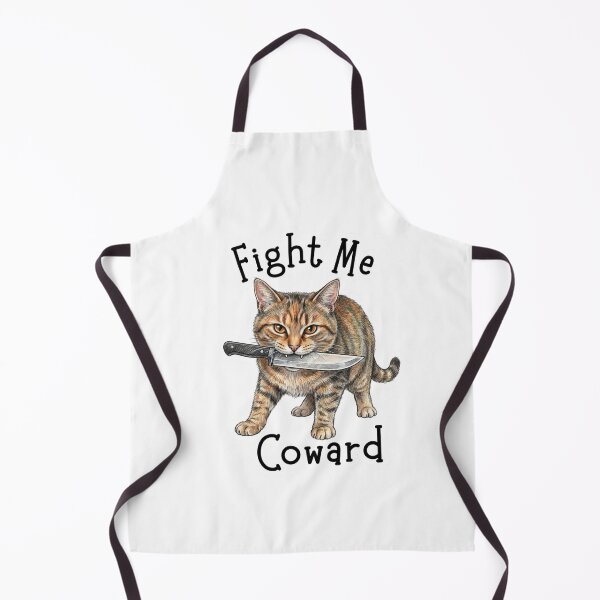 Item preview, Fight Me Coward Cat With Knife Funny Tabby Cat Illustration designed and sold by jhgjykuo.