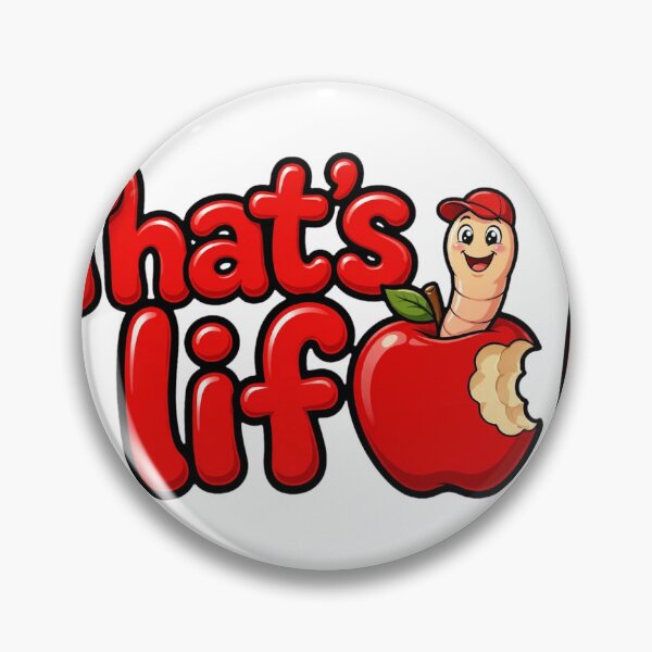 Item preview, That's Life! Red Glossy Bubble - Happy Worm in Bitten Apple designed and sold by Surviving Monday Club.