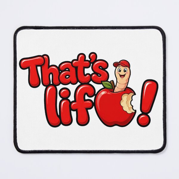 Item preview, That's Life! Red Glossy Bubble - Happy Worm in Bitten Apple designed and sold by Surviving Monday Club.