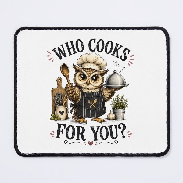 Item preview, Who Cooks For You Funny Owl Chef Cooking Kitchen Bird Lover Humor designed and sold by 76Valeria.