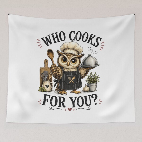 Item preview, Who Cooks For You Funny Owl Chef Cooking Kitchen Bird Lover Humor designed and sold by 76Valeria.