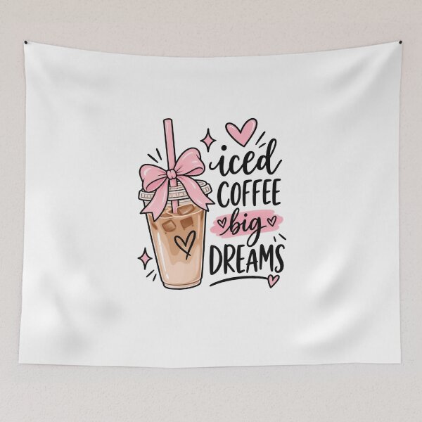 Item preview, Iced Coffee Big Dreams – Cute Pink Coffee Sticker designed and sold by StickyDelights.