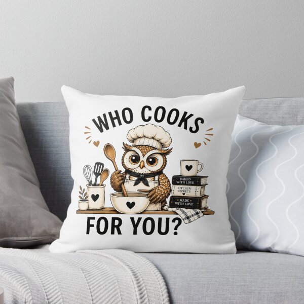 Item preview, Who Cooks For You Funny Owl Chef Cooking Kitchen Bird Lover Humor designed and sold by 76Valeria.