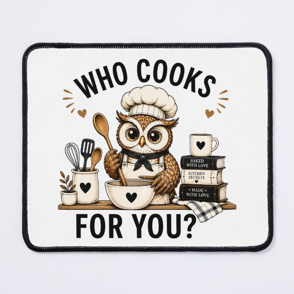 Item preview, Who Cooks For You Funny Owl Chef Cooking Kitchen Bird Lover Humor designed and sold by 76Valeria.