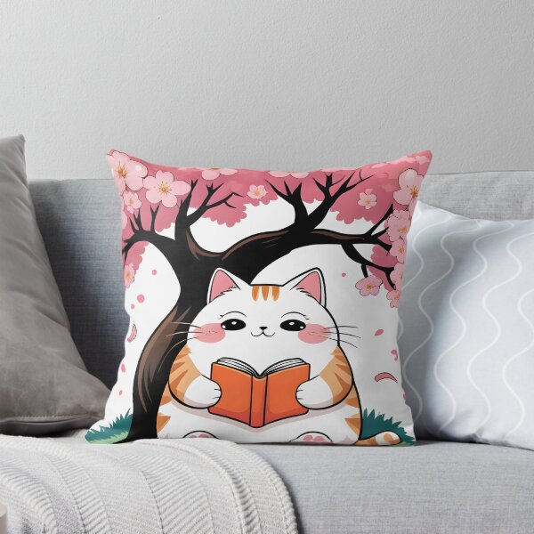 Item preview, Dreamy Cat Reading Book Under Cherry Blossom Tree designed and sold by Chuanski2405.