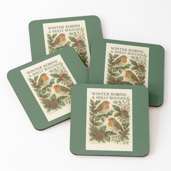 Item preview, Winter Robins & Holly Boughs — Vintage Botanical Christmas Print designed and sold by Novel Works Studio.