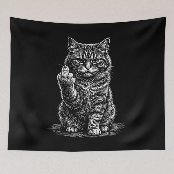 Item preview, Middle Finger Cat Vintage designed and sold by gunaone-design.