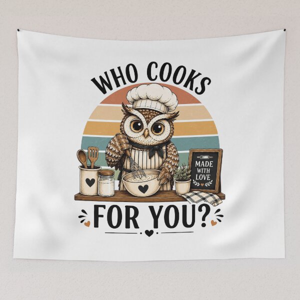 Item preview, Who Cooks For You Funny Owl Chef Cooking Kitchen Bird Lover Humor designed and sold by 76Valeria.