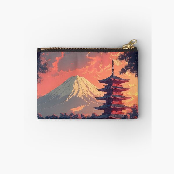 Item preview, Japanese Landscape Sunset Lake Temple Mount Fuji Sakura designed and sold by mildaclairmo.