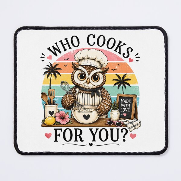 Item preview, Who Cooks For You Funny Owl Chef Cooking Kitchen Bird Lover Humor designed and sold by 76Valeria.