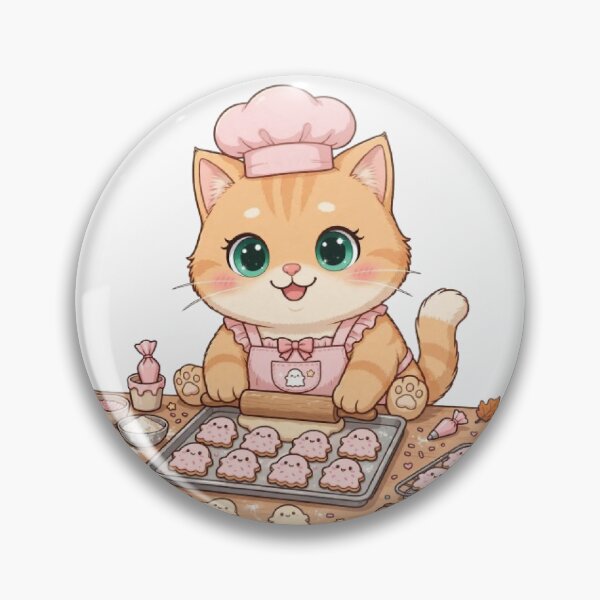 Item preview, Cute Baker Cat Baking Ghost Cookies designed and sold by Moody Vibes Studio.