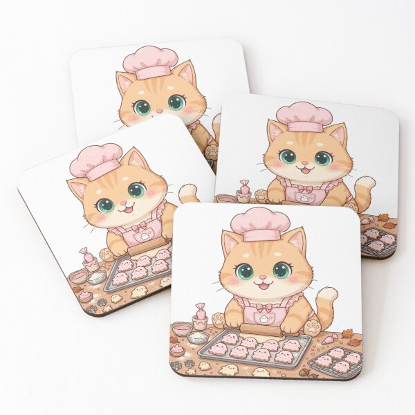 Item preview, Cute Baker Cat Baking Ghost Cookies designed and sold by Moody Vibes Studio.