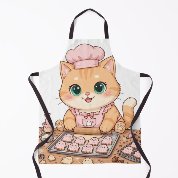 Item preview, Cute Baker Cat Baking Ghost Cookies designed and sold by Moody Vibes Studio.