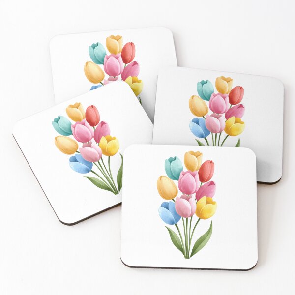 Item preview, Bouquet of colorful tulips, spring watercolor designed and sold by norachiang.