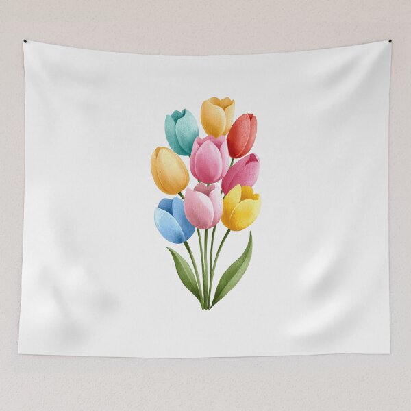 Item preview, Bouquet of colorful tulips, spring watercolor designed and sold by norachiang.