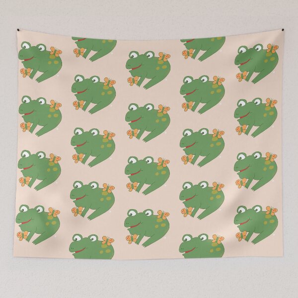 Item preview, Bean the Frog with Butterflies designed and sold by yellowflowerhut.