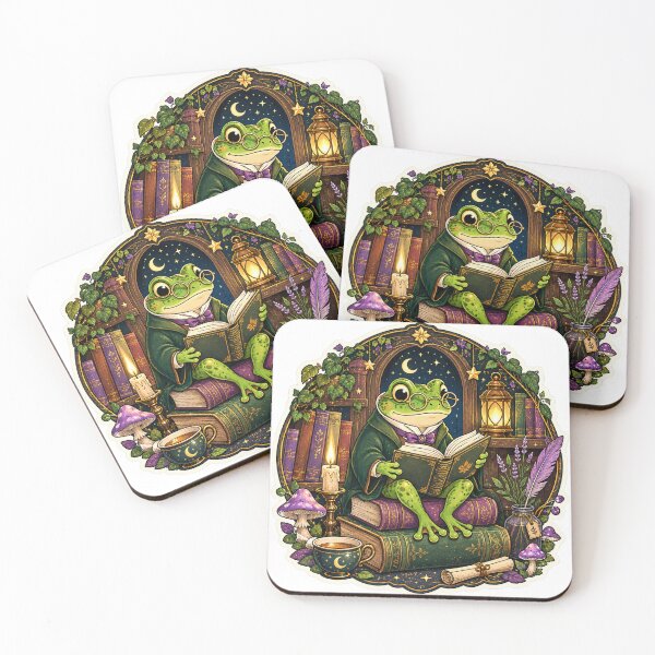 Item preview, Whimsical Frog Librarian by Moonlight designed and sold by Odd Hours Studio.