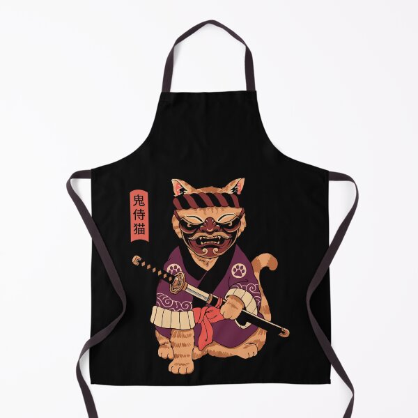 Item preview, Samurai Cat with Oni Mask - Japanese Warrior Cat Art designed and sold by DMITRYEH STUDIO.