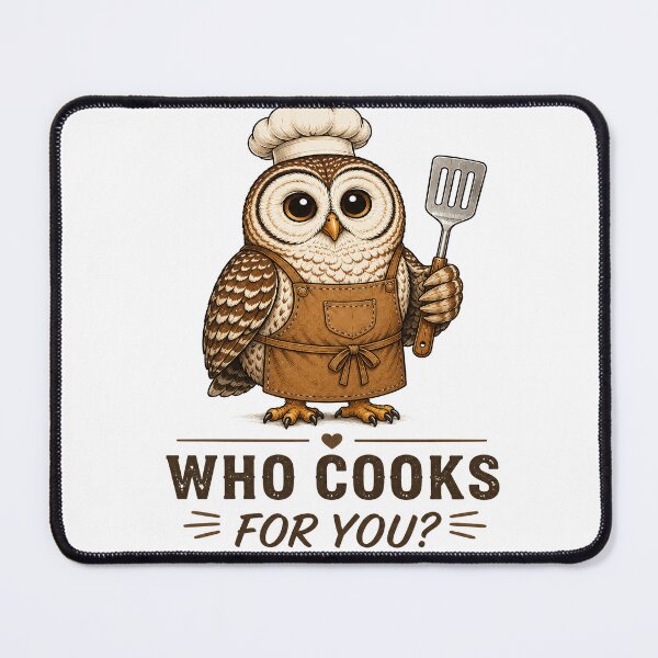 Item preview, Who Cooks For You Funny Owl Chef Cooking Kitchen Bird Lover Humor designed and sold by 76Valeria.