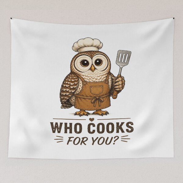 Item preview, Who Cooks For You Funny Owl Chef Cooking Kitchen Bird Lover Humor designed and sold by 76Valeria.