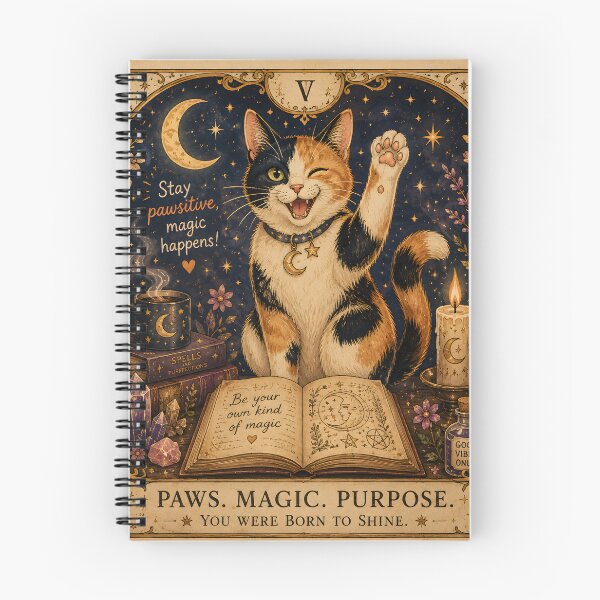 Item preview, Paws Magic Purpose Cat Poster – Magical Calico Cat, Witchy Tarot Art, Moon & Crystal Wall Decor designed and sold by OlgaLuna_design.