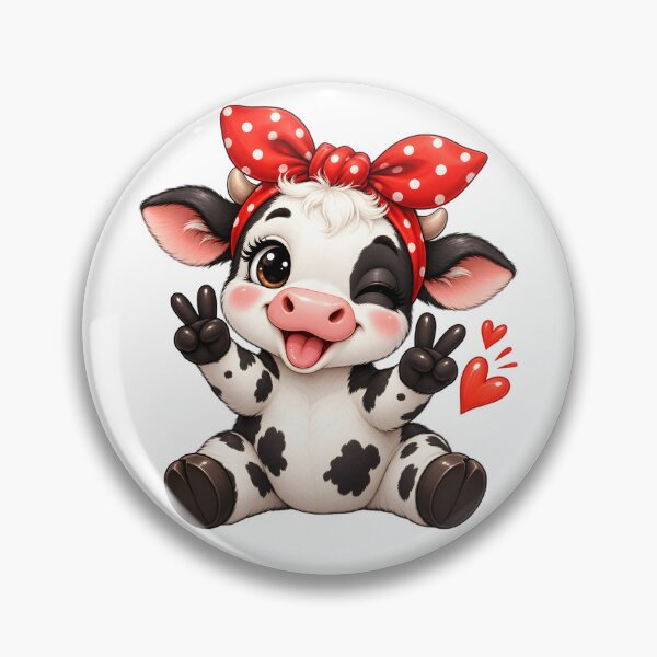 Item preview, Cute Happy Cow with Red Polka Dot Bow designed and sold by TinyWeird.