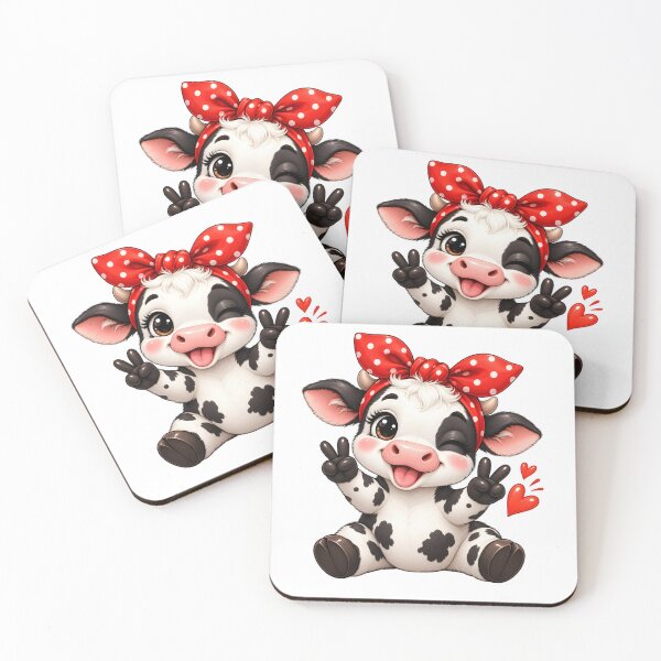 Item preview, Cute Happy Cow with Red Polka Dot Bow designed and sold by TinyWeird.