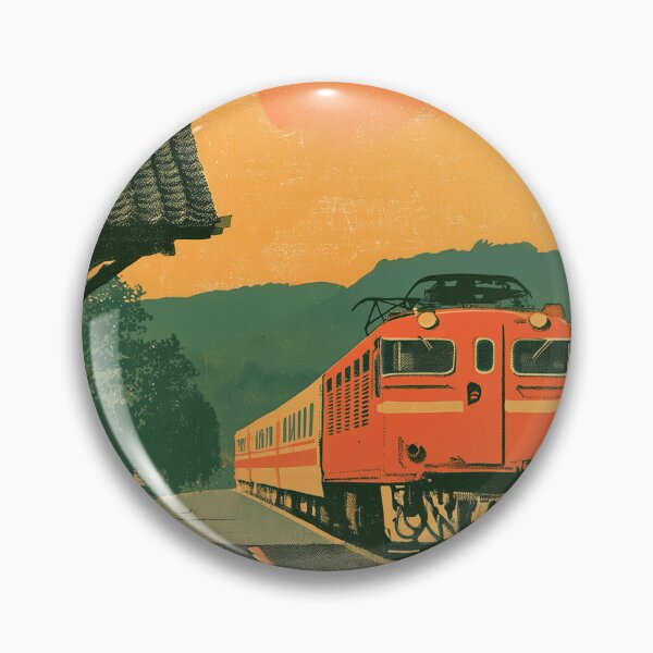 Item preview, Country Train Station at Sunset | Vintage Japanese Retro Railway Poster | Showa Travel Wall Art designed and sold by NodeArchitects.