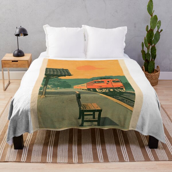 Item preview, Country Train Station at Sunset | Vintage Japanese Retro Railway Poster | Showa Travel Wall Art designed and sold by NodeArchitects.