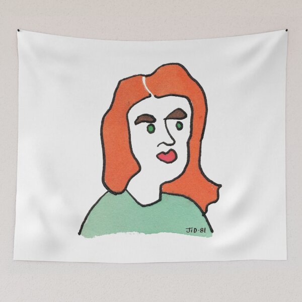 Item preview, Psychedelic Redhead Woman Portrait – Original 1981 Vintage Drawing designed and sold by RedHook-Art.