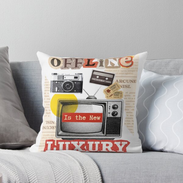 Item preview, Offline Is The New Luxury Retro Analog Camera TV Ticket Collage - White designed and sold by InkyGenies.