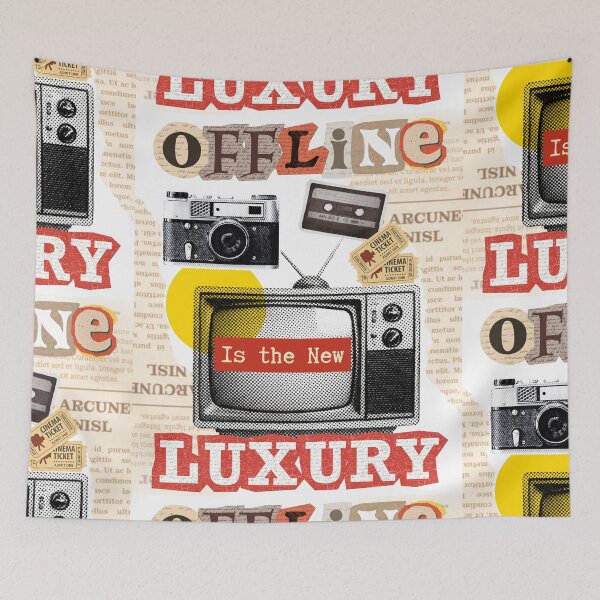 Item preview, Offline Is The New Luxury Retro Analog Camera TV Ticket Collage - White designed and sold by InkyGenies.