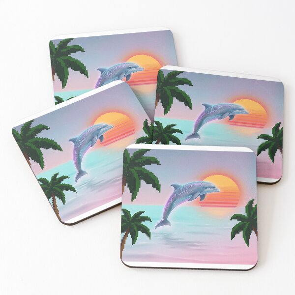 Item preview, Vaporwave Dolphin Sunset Retro 90s Aesthetic Sunset Beach designed and sold by BestCoolStuff.