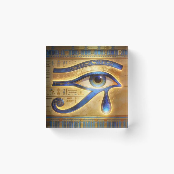 Item preview, Luxury Golden Eye of Horus Statue – Luminous Neon & Blue Enamel Egyptian Decor designed and sold by yasser-lasheen.