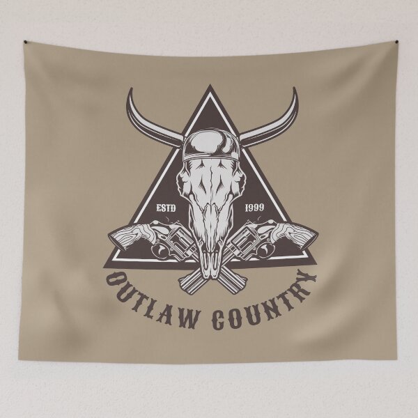 Item preview, Outlaw Country Longhorn Skull & Revolvers Vintage Emblem designed and sold by ARACREATIVECO.