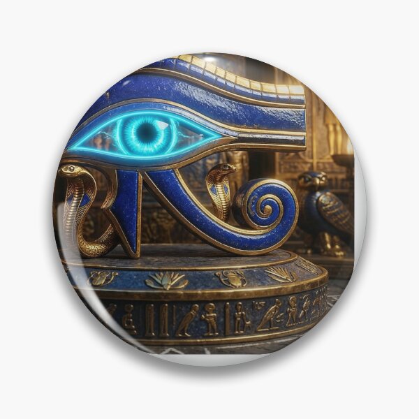 Item preview, Copy of Luxury Golden Eye of Horus Statue – Luminous Neon & Blue Enamel Egyptian Decor designed and sold by yasser-lasheen.