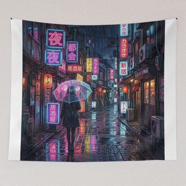Item preview, Retro Tokyo City Pop Rainy Night Neon Japanese Synthwave designed and sold by BestCoolStuff.