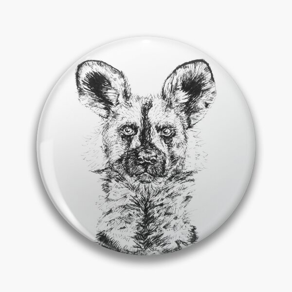 Item preview, African Wild Dog - Painted Dog Ink Illustration designed and sold by Magpie Prints.