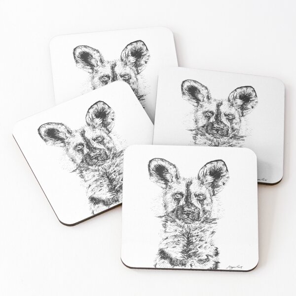 Item preview, African Wild Dog - Painted Dog Ink Illustration designed and sold by Magpie Prints.