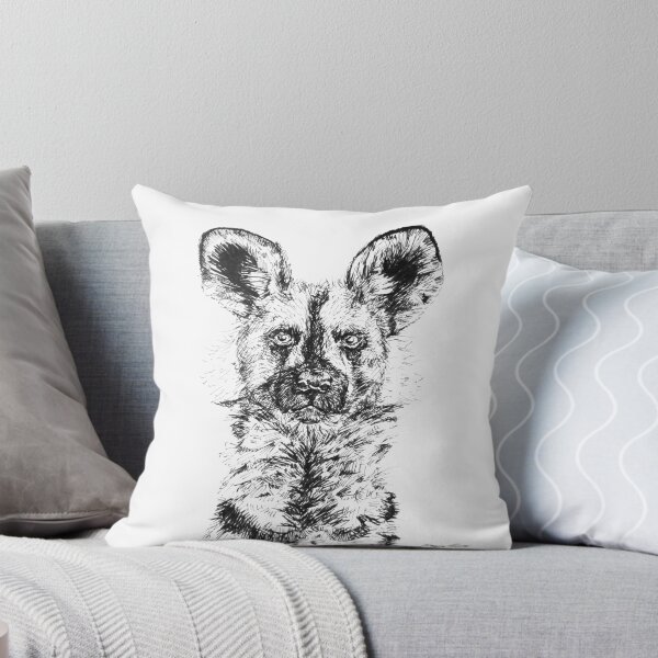 Item preview, African Wild Dog - Painted Dog Ink Illustration designed and sold by Magpie Prints.