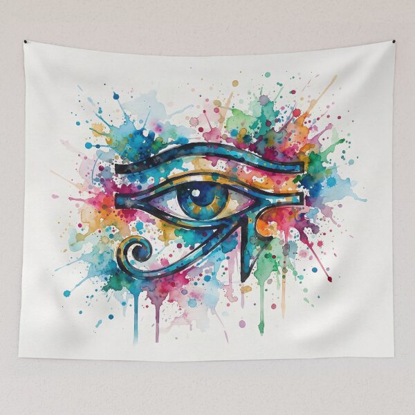 Item preview, Vibrant Watercolor Eye of Horus Art Print – Ancient Egyptian Symbol of Protection & Healing Wall Decor designed and sold by yasser-lasheen.