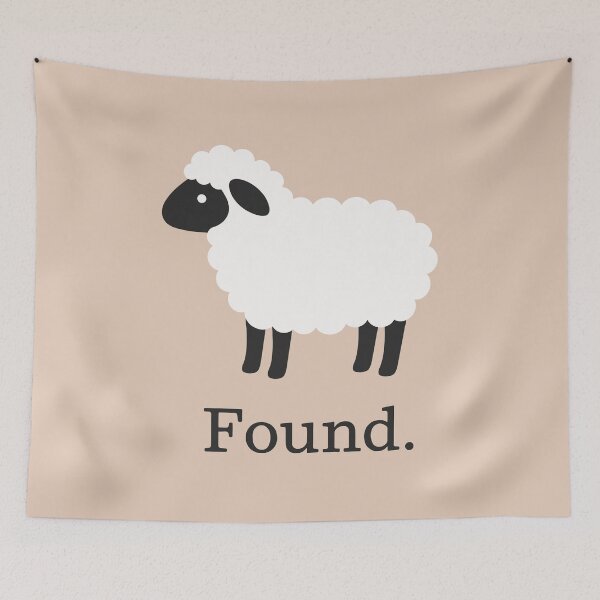 Aperçu de l'œuvre «Trouvé.» — Illustration minimaliste de moutons avec une typographie audacieuse créée et vendue par Krasnovaovaova.