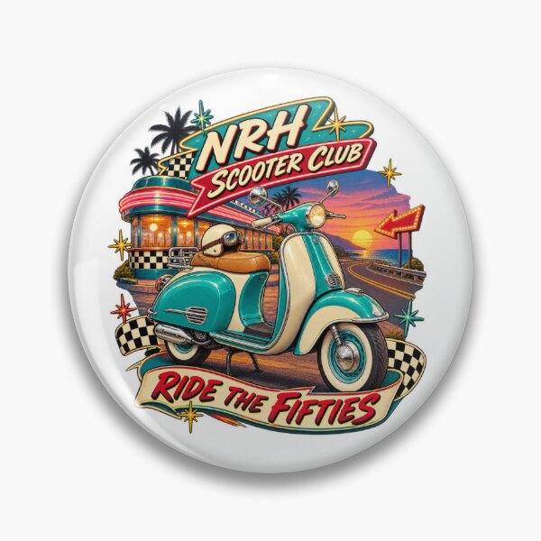 Item preview, NRH Scooter Club Ride The Fifties Retro designed and sold by Normandy Road Heritage™ - Vintage Garage Art.