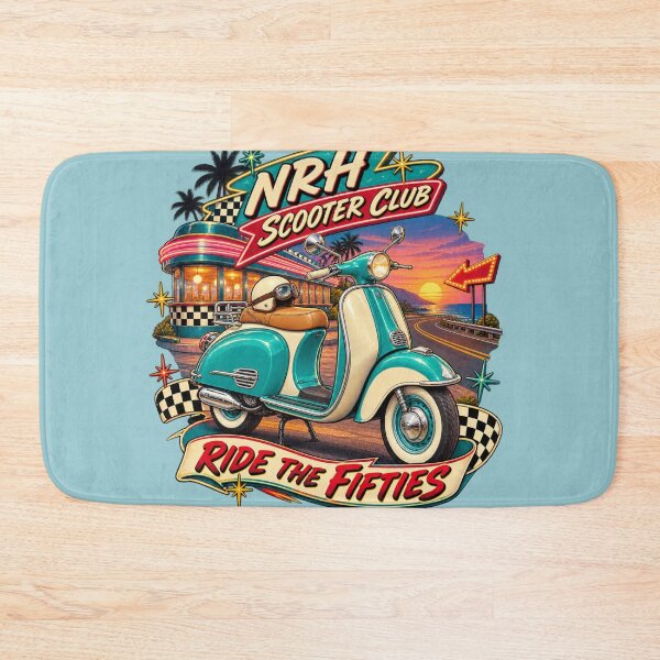 Item preview, NRH Scooter Club Ride The Fifties Retro designed and sold by Normandy Road Heritage™ - Vintage Garage Art.