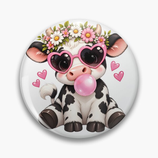 Item preview, Cute Cow with Heart Sunglasses and Bubblegum designed and sold by TinyWeird.