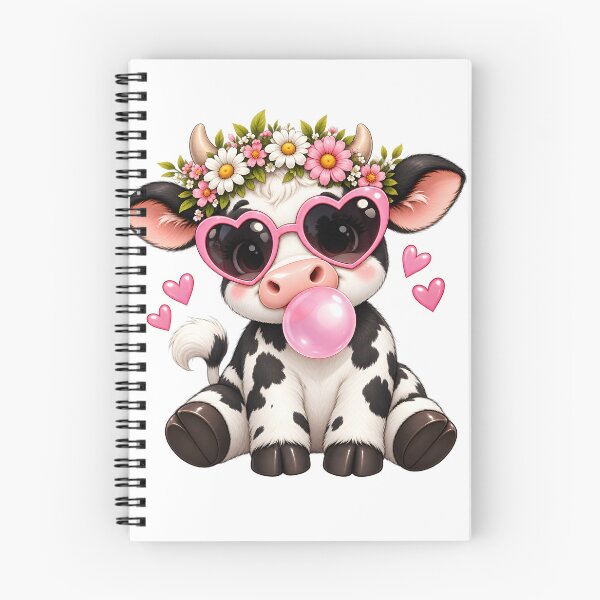 Item preview, Cute Cow with Heart Sunglasses and Bubblegum designed and sold by TinyWeird.