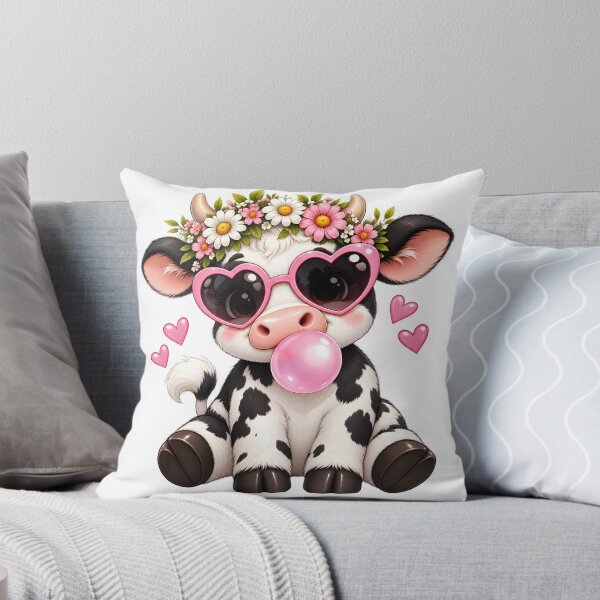 Item preview, Cute Cow with Heart Sunglasses and Bubblegum designed and sold by TinyWeird.