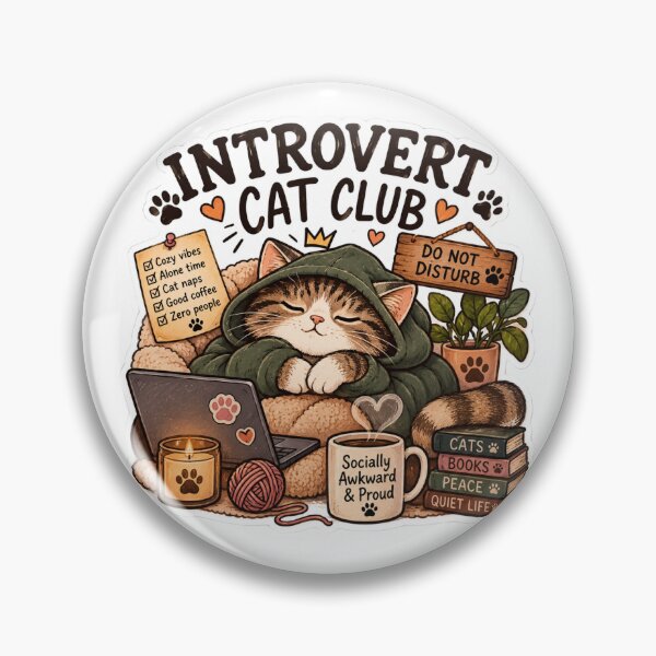 Item preview, Cozy Introvert Cat Club – Cute Homebody Cat designed and sold by ArtBySylvia.