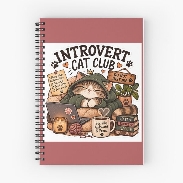 Item preview, Cozy Introvert Cat Club – Cute Homebody Cat designed and sold by ArtBySylvia.