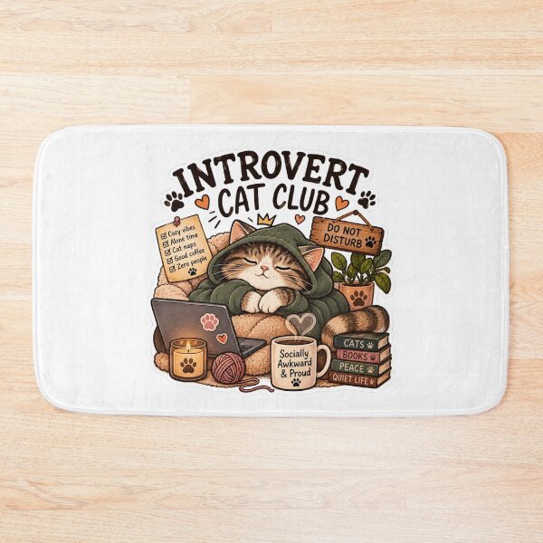 Item preview, Cozy Introvert Cat Club – Cute Homebody Cat designed and sold by ArtBySylvia.